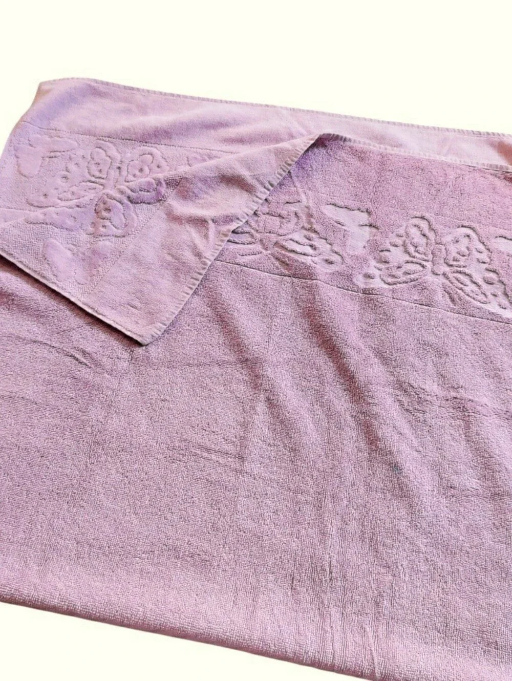 Vintage Fieldcrest Dobby Jacquard Butterfly Bath Towel